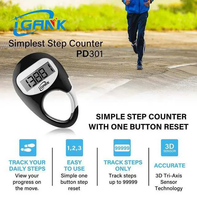 Alt view image 2 of 6 - Simple Walking Pedometer 3D Step Counter for Men Women Kids (Black)