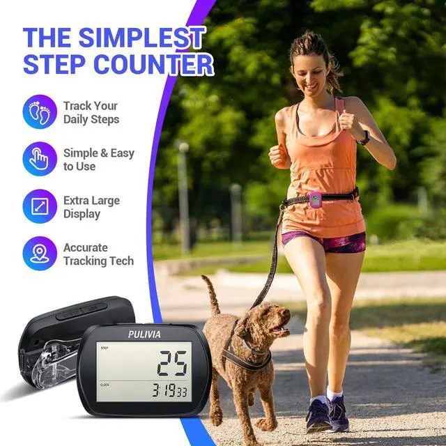 Alt view image 3 of 7 - Pedometer for Walking 3D Step Counter with Clock, Accurate Portable Pedometer with Clip, Simple Walking Step Counter, Black