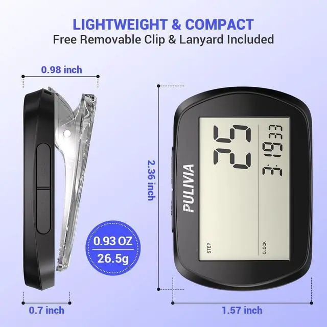 Alt view image 6 of 7 - Pedometer for Walking 3D Step Counter with Clock, Accurate Portable Pedometer with Clip, Simple Walking Step Counter, Black