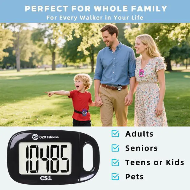 Alt view image 7 of 7 - Clip-on 3D Pedometer for Walking Steps Counter with Lanyard, Simple Exercise Tracker for Women and Seniors with Large Accurate Digital Display, Portable Minimalist Sports Monitor, Black
