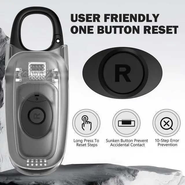 Alt view image 4 of 7 - 3D Pedometer for Walking with Removable Clip and Carabiner Simple Step Counter for Walking Accurate Clip On Step Tracker for Men Women Kids (Black)