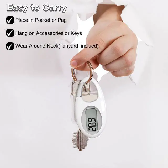 Alt view image 5 of 7 - Simple 3D Step Counter, Walking Pedometer, Steps Tracker with Neck Lanyard/Carabiner for Men Women Teens Adults Seniors (Black)