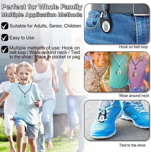 Alt view image 6 of 7 - Simple 3D Step Counter, Walking Pedometer, Steps Tracker with Neck Lanyard/Carabiner for Men Women Teens Adults Seniors (Black)