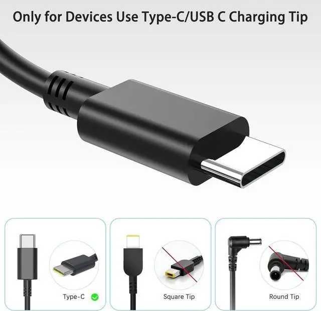 Alt view image 4 of 7 - 65W USB C Laptop Charger Compatible with Dell Latitude 5420 5520 5540 7420 7490 5550 7450 XPS 15 13 12 9250 9360 in spiron 16 14 13 7620 2 in 1 7425 Chromebook 3100 3110 3400 Computer Power Cord