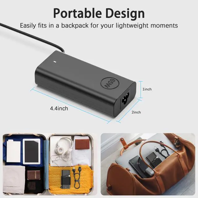 Alt view image 7 of 7 - 65W USB C Laptop Charger Compatible with Dell Latitude 5420 5520 5540 7420 7490 5550 7450 XPS 15 13 12 9250 9360 in spiron 16 14 13 7620 2 in 1 7425 Chromebook 3100 3110 3400 Computer Power Cord