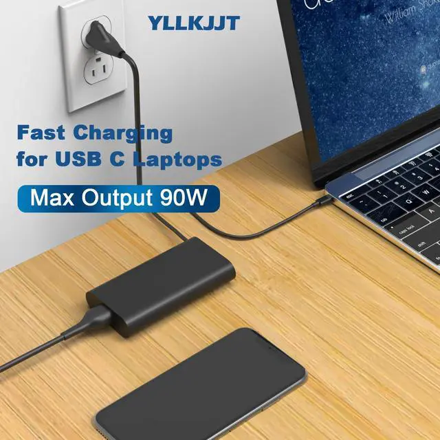Alt view image 2 of 6 - 90W USB Type C Laptop Charger Compatible with Dell Latitude/Precision/XPS/Chromebook, Latitude 5530 5540 7430 7440 5430 3540 Precision 3470 3570 5770 90 Watt USBC-C AC Power Adapter Cord