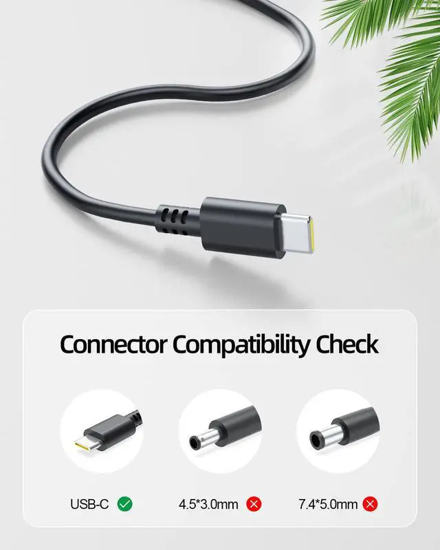 Alt view image 2 of 6 - 65W 45W USB C Laptop Charger Compatible with Dell Latitude 3440 3540 3550 5420 5520 5320 5440, Fit for Dell Chromebook 3100 3110 5190 3380 Laptop - UL Safety Certified, Type C Fast AC Adapter