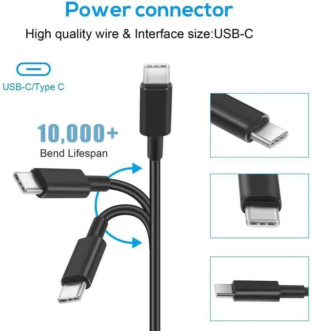 Alt view image 3 of 7 - Universal Chromebook Charger 65W USB-C Charger Type C Port Adapter, for Thinkpad/Yoga, Dell, Chromebook 3100, Latitude 5420, Acer, Google Series Type C Chromebook Charger Fast Charging