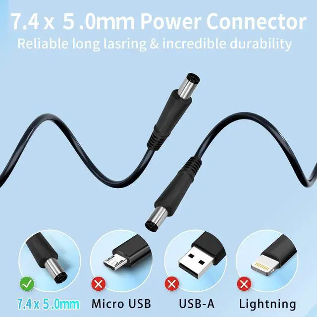 Alt view image 4 of 7 - 7.4mm Big TIP 65W AC Adapter for Dell Latitude 14 7414 5290 5490 7280 7480 7450 7290 E5470 E6420 E6430 LA65NS2-01 Laptop PC Battery Charger