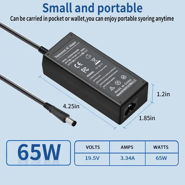 Alt view image 5 of 7 - 7.4mm Big TIP 65W AC Adapter for Dell Latitude 14 7414 5290 5490 7280 7480 7450 7290 E5470 E6420 E6430 LA65NS2-01 Laptop PC Battery Charger