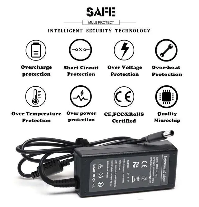Alt view image 7 of 7 - 19.5V 3.34A 65W PA-12 AC Adapter Charger for Dell Latitude 5400 7490 7400 7480 5500 3190 E5470 E7450 E6430 5480 Inspiron M5030 M5040 N4010 N4030 N5010 N5050 Power Supply Cord(7.4 * 5mm Tip)