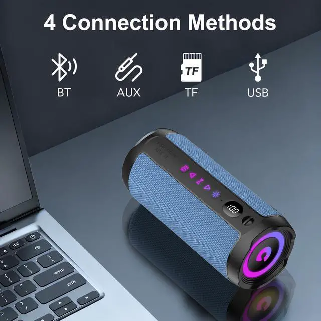 Alt view image 5 of 7 - Portable Bluetooth Speaker, Bluetooth 5.4 Speaker,30W Dual Speaker with LED Display, Deep Bass, 30H Playtime, Colorful RGB Lights, IPX7 Waterproof,TWS pairing for Outdoor/Home/Party/Travel,Gift Ideas