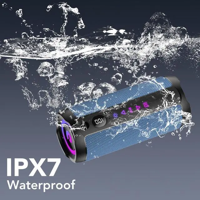 Alt view image 6 of 7 - Portable Bluetooth Speaker, Bluetooth 5.4 Speaker,30W Dual Speaker with LED Display, Deep Bass, 30H Playtime, Colorful RGB Lights, IPX7 Waterproof,TWS pairing for Outdoor/Home/Party/Travel,Gift Ideas