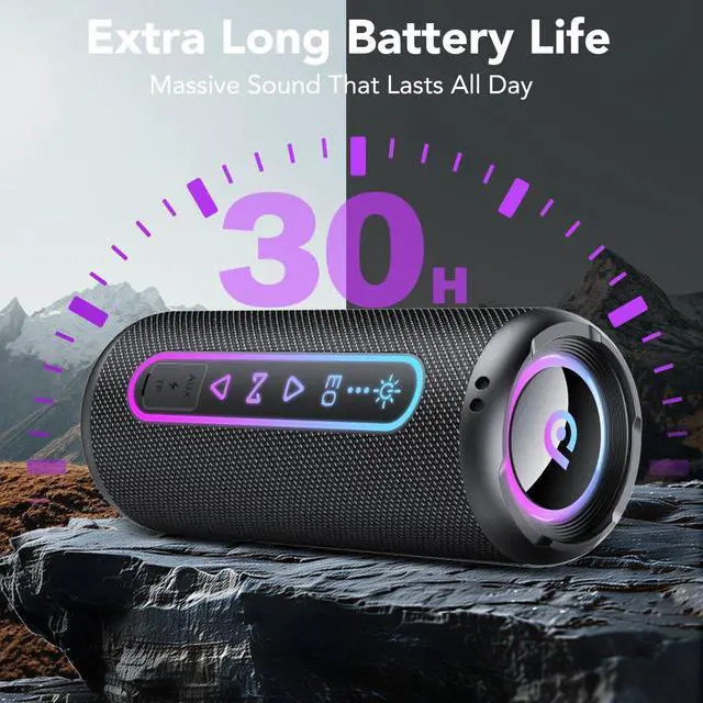 Alt view image 3 of 7 - Portable Bluetooth Speaker with Lights, Bluetooth 5.4 Speaker, Powerful Crystal Clear Sound,All Day Playtime,30W Loud Stereo Sound, IPX7 Waterproof,TWS pairing for Outdoor/Home/Party/Travel,Gift Ideas