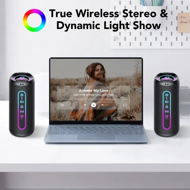 Alt view image 5 of 7 - Portable Bluetooth Speaker with Lights, Bluetooth 5.4 Speaker, Powerful Crystal Clear Sound,All Day Playtime,30W Loud Stereo Sound, IPX7 Waterproof,TWS pairing for Outdoor/Home/Party/Travel,Gift Ideas