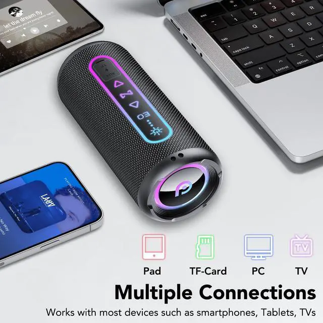 Alt view image 7 of 7 - Portable Bluetooth Speaker with Lights, Bluetooth 5.4 Speaker, Powerful Crystal Clear Sound,All Day Playtime,30W Loud Stereo Sound, IPX7 Waterproof,TWS pairing for Outdoor/Home/Party/Travel,Gift Ideas