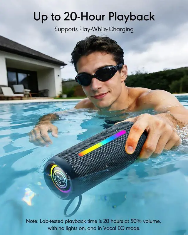 Alt view image 5 of 7 - Portable Bluetooth Speaker, IPX7 Waterproof Wireless Speaker, 30W Loud Stereo Sound with Deep Bass, Bluetooth 5.4, EQ Mode for Home/Outdoor/Travel, Birthday Gifts for Adults Men Women Teen (Blue)