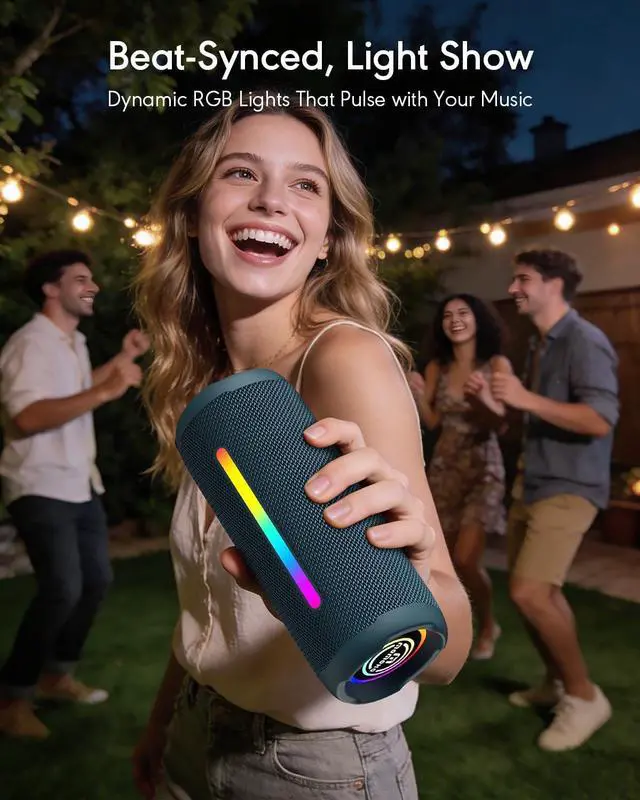 Alt view image 6 of 7 - Portable Bluetooth Speaker, IPX7 Waterproof Wireless Speaker, 30W Loud Stereo Sound with Deep Bass, Bluetooth 5.4, EQ Mode for Home/Outdoor/Travel, Birthday Gifts for Adults Men Women Teen (Blue)