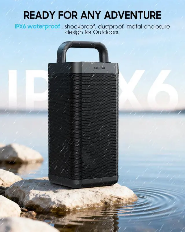 Alt view image 3 of 7 - Portable Bluetooth Speaker with Deep Bass,150W Peak, IPX6 Waterproof Outdoor Speaker with 12H Playtime,Power Bank Function, Party Speaker with USB/AUX/Mic Inputs, Speakers for Home,Beach&Travel