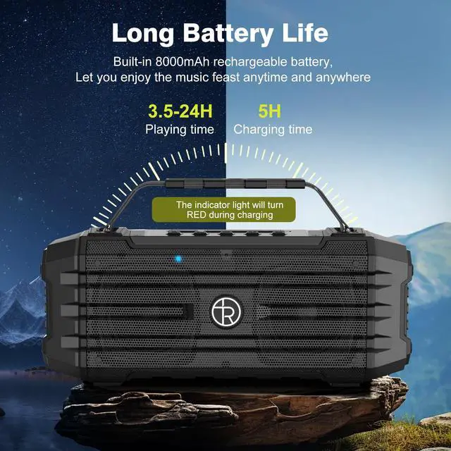 Alt view image 5 of 7 - Bluetooth Speaker 120W Peak 80W Portable Wireless Hi-Fi Loud Outdoor IPX6 Waterproof Big Party Speakers with Deep Bass, TWS Pairing, DSP Sound Boombox for Home Camping Beach