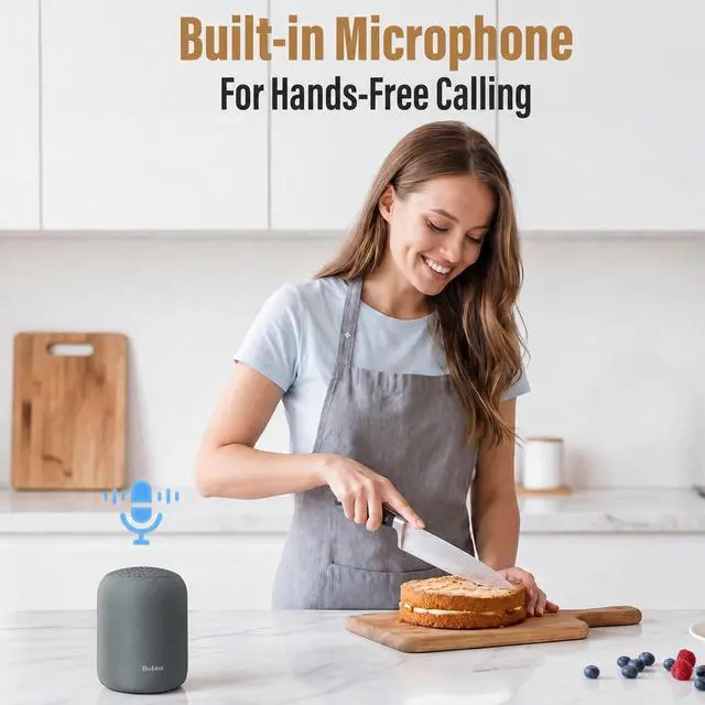 Alt view image 6 of 7 - Portable Bluetooth Speakers Wireless, Waterproof Speaker with 24H Playtime, Loud Stereo Sound, TWS, Built-in Microphone, Small Size with Carry Lanyard, Gray