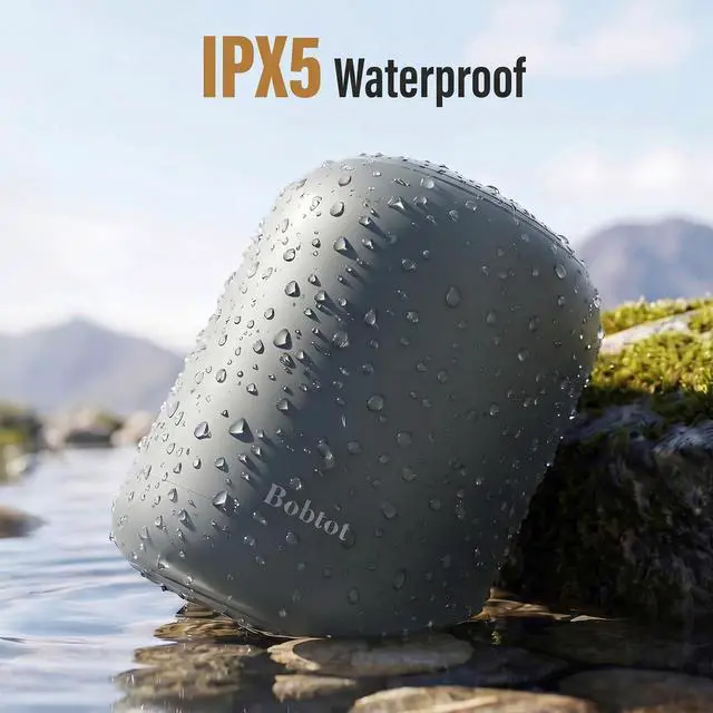 Alt view image 7 of 7 - Portable Bluetooth Speakers Wireless, Waterproof Speaker with 24H Playtime, Loud Stereo Sound, TWS, Built-in Microphone, Small Size with Carry Lanyard, Gray