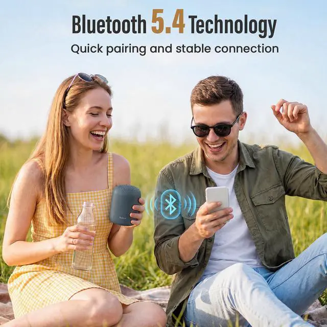 Alt view image 3 of 7 - Portable Bluetooth Speakers Wireless, Waterproof Speaker with 24H Playtime, Loud Stereo Sound, TWS, Built-in Microphone, Small Size with Carry Lanyard, Gray