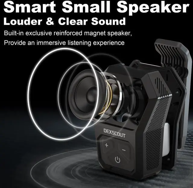 Alt view image 3 of 7 - Wearable Bluetooth Speaker, Portable Wireless Clip-on Mini Water-Resistant Speaker, 12H Playtime, Built-in Mics for Hands-Free, Small Wireless Bluetooth for Jobsite/Sports/Outdoor