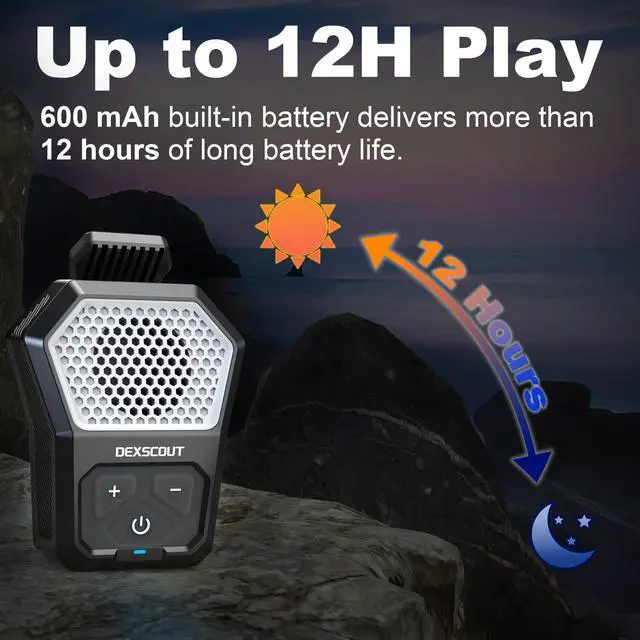 Alt view image 5 of 7 - Wearable Bluetooth Speaker, Portable Wireless Clip-on Mini Water-Resistant Speaker, 12H Playtime, Built-in Mics for Hands-Free, Small Wireless Bluetooth for Jobsite/Sports/Outdoor