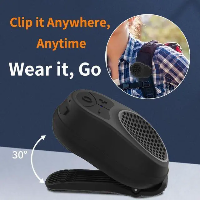 Alt view image 2 of 6 - Wearable Bluetooth Speaker Clip On, Mini Portable Wireless Speaker with Mic, IPX5 Waterproof, All Day Playtime, Lightweight Small Speaker for Workout Running Sports Travel (Graphite Black)