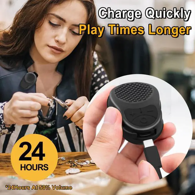Alt view image 5 of 6 - Wearable Bluetooth Speaker Clip On, Mini Portable Wireless Speaker with Mic, IPX5 Waterproof, All Day Playtime, Lightweight Small Speaker for Workout Running Sports Travel (Graphite Black)