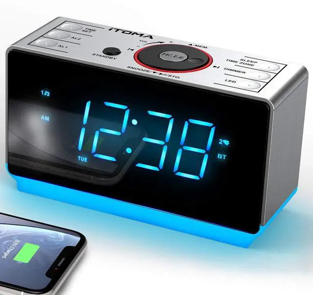 Main image of Alarm Clock Radio with Bluetooth Speaker, FM Radio, Dual Alarm with Snooze, Large LED Display, Dimmer Control, USB Charging Output and Night Light CKS708