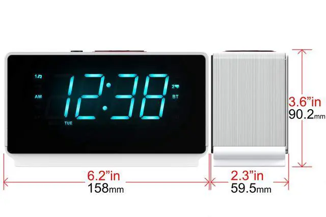Alt view image 7 of 7 - Alarm Clock Radio with Bluetooth Speaker, FM Radio, Dual Alarm with Snooze, Large LED Display, Dimmer Control, USB Charging Output and Night Light CKS708