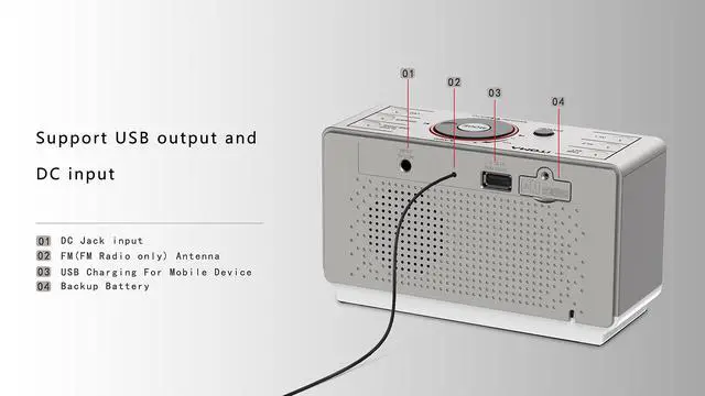 Alt view image 5 of 7 - Alarm Clock Radio with Bluetooth Speaker, FM Radio, Dual Alarm with Snooze, Large LED Display, Dimmer Control, USB Charging Output and Night Light CKS708
