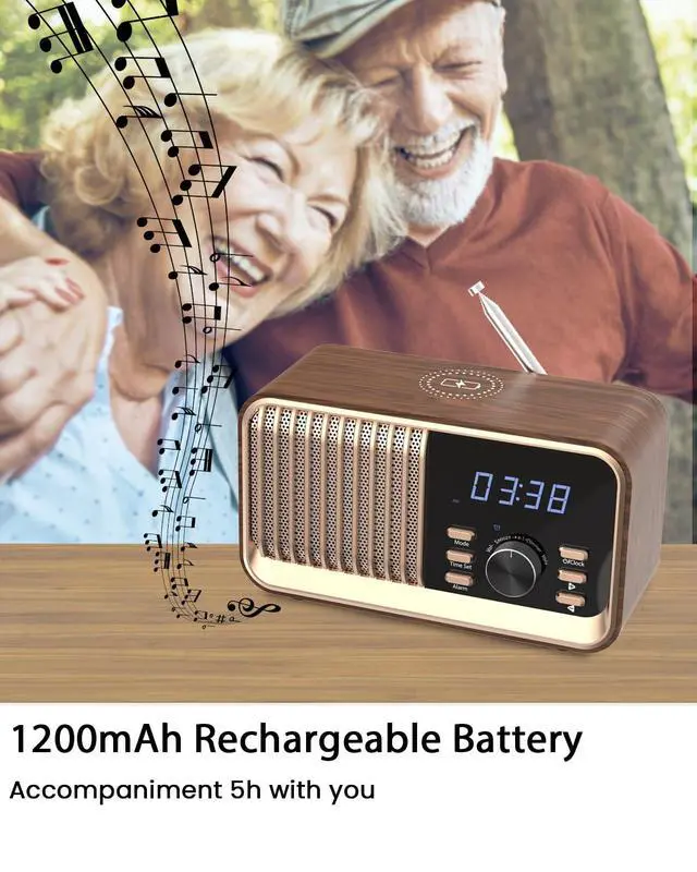 Alt view image 7 of 7 - Alarm Clock Radio with Fast Wireless Charging,Support Bluetooth 5.3/FM Radio/USB Port/TF Card/Aux in,8W Stereo Sound Speaker,Snooze,Hands-Free Calling,Dimmable Clock Radios for Bedroom