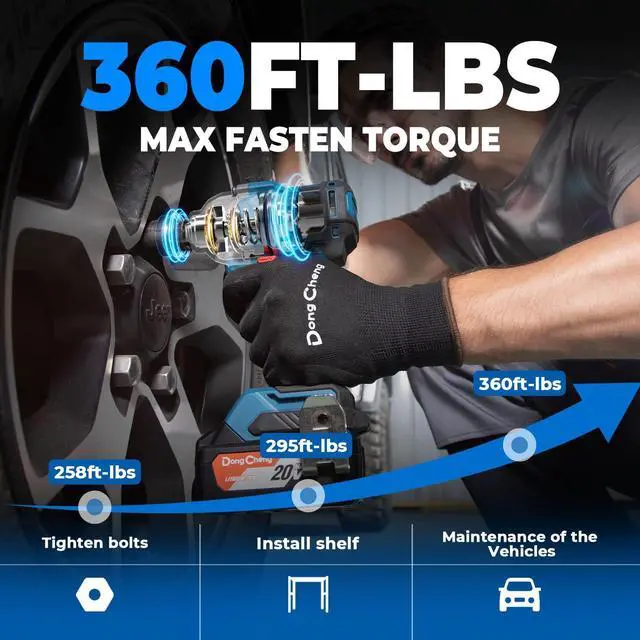 Alt view image 3 of 7 - 20V Brushless Impact Wrench, Max Torque 503 ft-lbs (682 N.m), 2x4.0Ah Battery, 1/2" with 3 Mode Speed, 2400 RPM Cordless Impact Gun, Includes Charger, 4 Impact Sockets and Kit Bag
