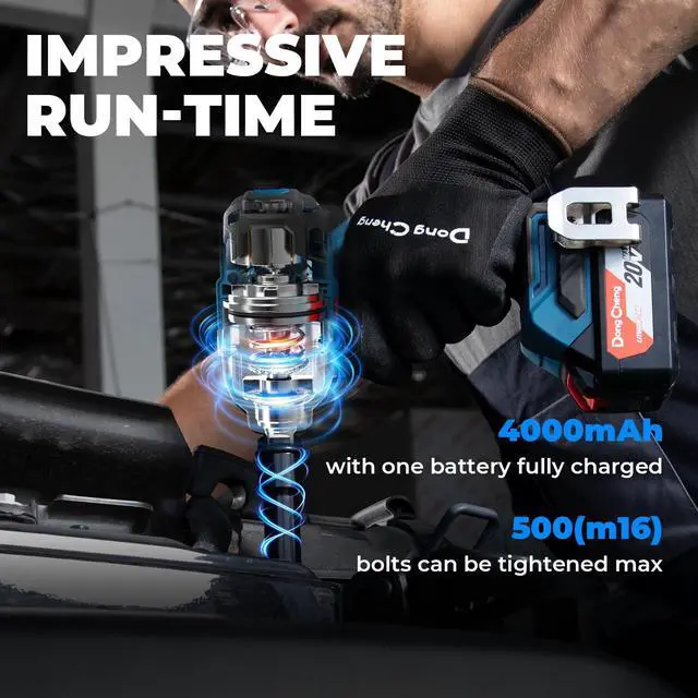 Alt view image 5 of 7 - 20V Brushless Impact Wrench, Max Torque 503 ft-lbs (682 N.m), 2x4.0Ah Battery, 1/2" with 3 Mode Speed, 2400 RPM Cordless Impact Gun, Includes Charger, 4 Impact Sockets and Kit Bag
