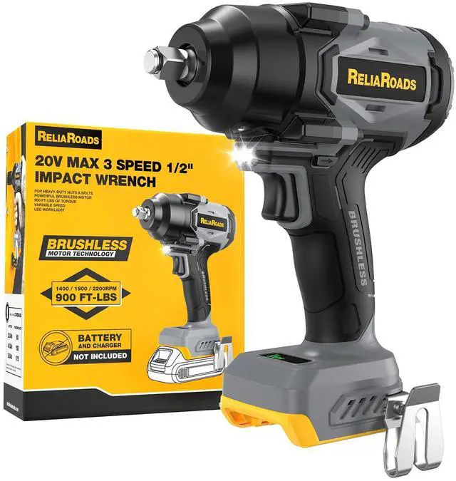 Main image of 900 Ft-lbs Cordless Impact Wrench, 1/2 Inch Impact Gun Compatible DeWALT 20V MAX Battery, Brushless Constant High Torque Impact Driver with 3 Speed, Tool Only (No Battery Included)