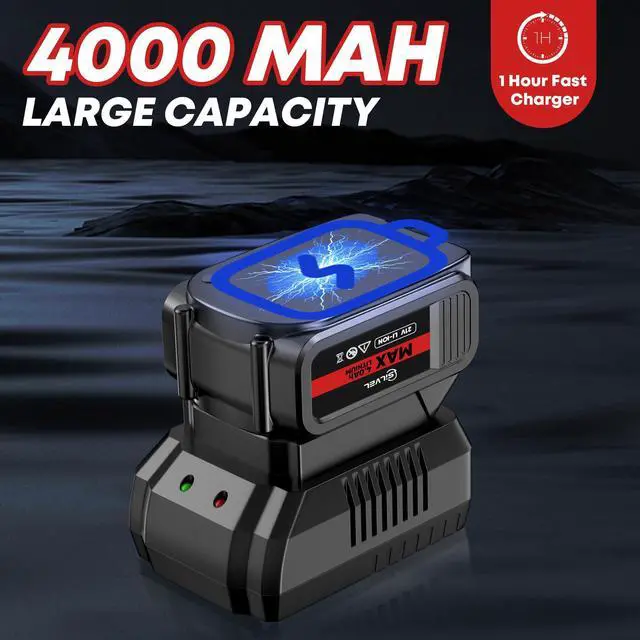 Alt view image 4 of 7 - Cordless Impact Wrench, MAX 650N.M Brushless Impact Gun 1/2 inch, 4.0Ah Battery, 6 Sockets, 3300RPM Impact Driver wih Fast Charger