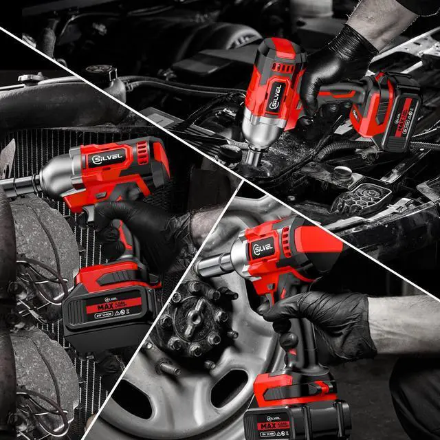 Alt view image 7 of 7 - Cordless Impact Wrench, MAX 650N.M Brushless Impact Gun 1/2 inch, 4.0Ah Battery, 6 Sockets, 3300RPM Impact Driver wih Fast Charger