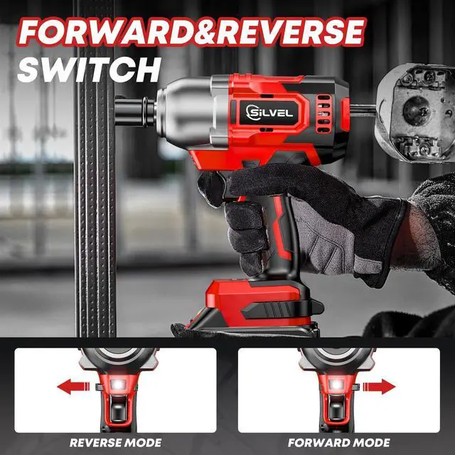 Alt view image 5 of 7 - Cordless Impact Wrench, MAX 650N.M Brushless Impact Gun 1/2 inch, 4.0Ah Battery, 6 Sockets, 3300RPM Impact Driver wih Fast Charger