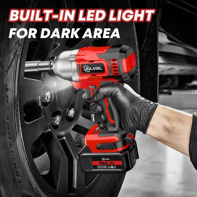 Alt view image 6 of 7 - Cordless Impact Wrench, MAX 650N.M Brushless Impact Gun 1/2 inch, 4.0Ah Battery, 6 Sockets, 3300RPM Impact Driver wih Fast Charger