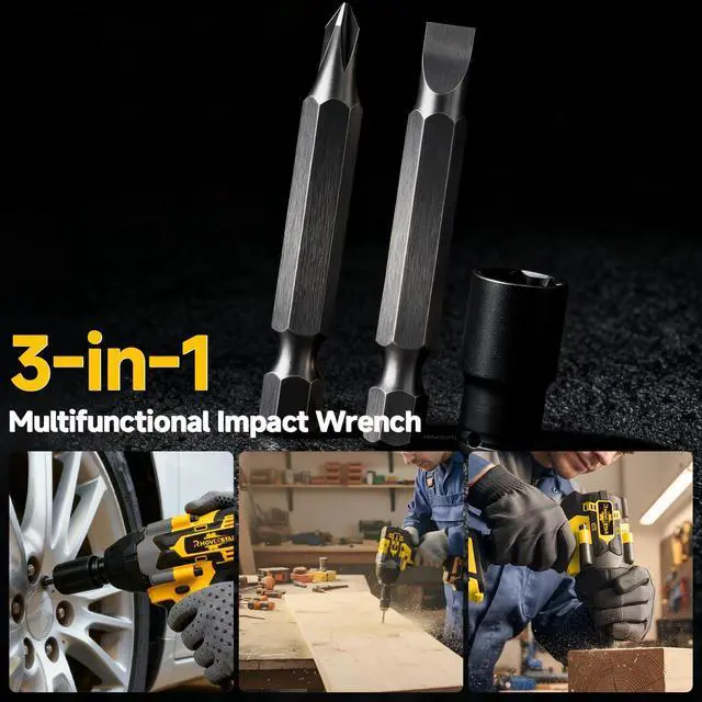 Alt view image 3 of 7 - 1/2 Impact Gun Cordless - Impact Wrench Set, 1/2 Torque Impact, Brushless Motor High Torque Impact Guns with 2pcs 4Ah Battery & 1pcs Charger, 850N.M Torque