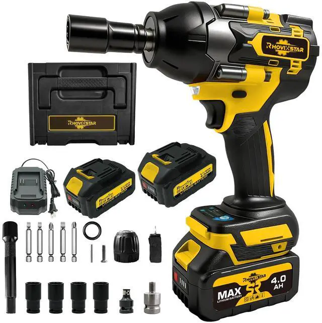 Main image of 1/2 Impact Gun Cordless - Impact Wrench Set, 1/2 Torque Impact, Brushless Motor High Torque Impact Guns with 2pcs 4Ah Battery & 1pcs Charger, 850N.M Torque