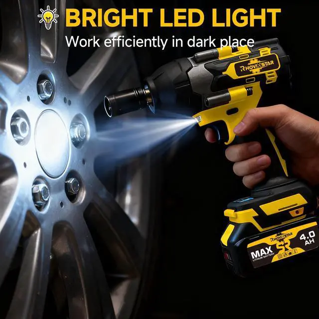 Alt view image 4 of 7 - 1/2 Impact Gun Cordless - Impact Wrench Set, 1/2 Torque Impact, Brushless Motor High Torque Impact Guns with 2pcs 4Ah Battery & 1pcs Charger, 850N.M Torque