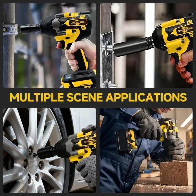 Alt view image 7 of 7 - 1/2 Impact Gun Cordless - Impact Wrench Set, 1/2 Torque Impact, Brushless Motor High Torque Impact Guns with 2pcs 4Ah Battery & 1pcs Charger, 850N.M Torque