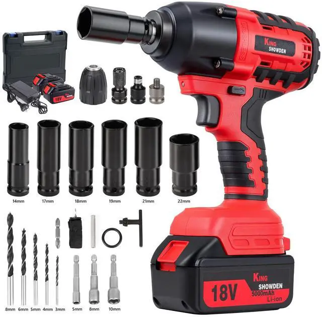 Main image of Cordless Impact Wrench, 1/2" 18V 1500Nm 4 in 1 Brushless Power Drill Driver Screwdriver Kit