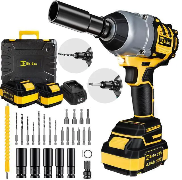 Main image of 1/2 inch Cordless Impact Wrench,650Ft-lbs (800N.m) Brushless Power Impact Driver,3000RPM High Torque Impact Gun,2x 4.0 Battery, 5 Sockets,8 Drill,6 Screws for Home Car Tires Truck Mower