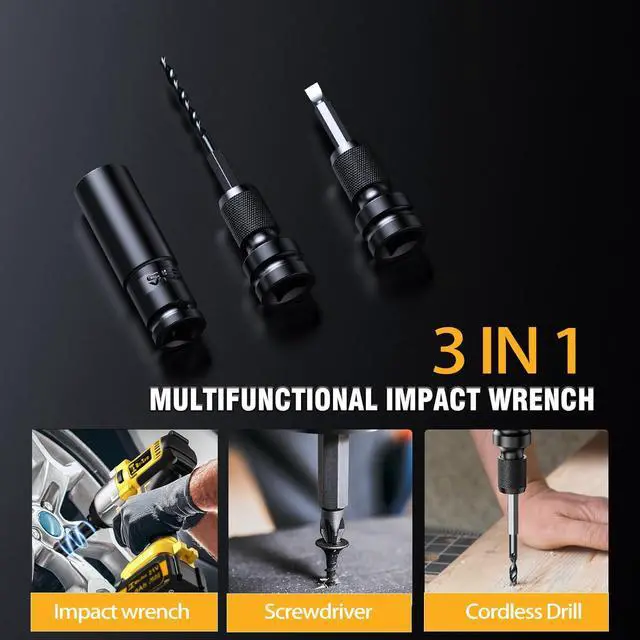 Alt view image 3 of 6 - 1/2 inch Cordless Impact Wrench,650Ft-lbs (800N.m) Brushless Power Impact Driver,3000RPM High Torque Impact Gun,2x 4.0 Battery, 5 Sockets,8 Drill,6 Screws for Home Car Tires Truck Mower
