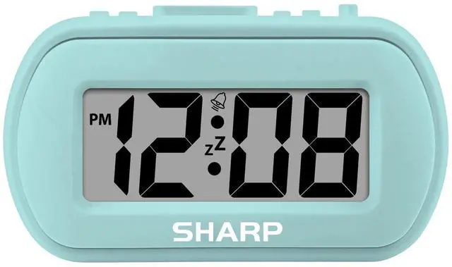 Main image of Digital Alarm Clock Tactile Case with Soft Rubberized Finish - Battery Operated Blue Backlight on Demand Ascending Alarm Easy to Use - Mint